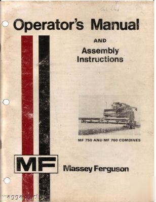 Massey ferguson mf 750 760 header combine owners manual