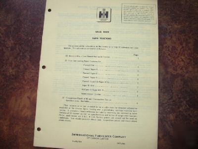 Sales data, specifications, international tractors