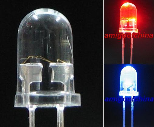 100X 5MM red / blue flash led alarm free resistors