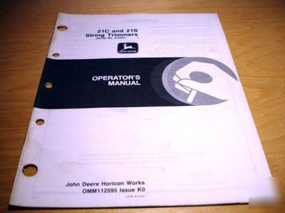 John deere 21C 21S string trimmer operator's manual jd