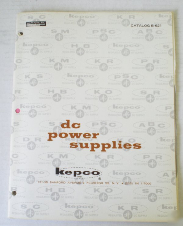 Kepco dc power supplies catalog Â©1962