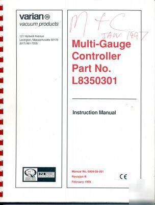 Varian multi guage L8350301 instruction manual