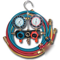 R134A aluminum block manifold gauge set with hoses and