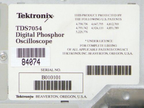 Tektronix TDS7054/3M o'scope, 4 ch. 500 mhz, color lcd