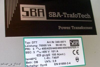 New gildemeister 70 kva power transformer sba trafotech