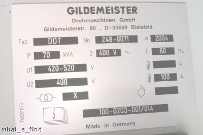 New gildemeister 70 kva power transformer sba trafotech