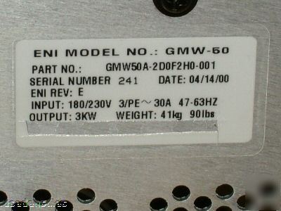 Applied materials mks eni gmw-50 power supply 