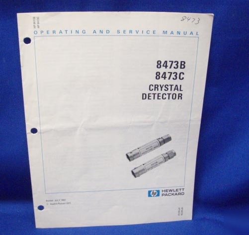 Hp 8473B 8473C crystal detector op & service manual