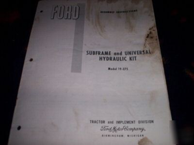 Ford 19-275 subframe-univ hydraulic kit assembly instrs