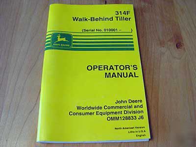 John deere 314F walk-behind tiller operator's manual