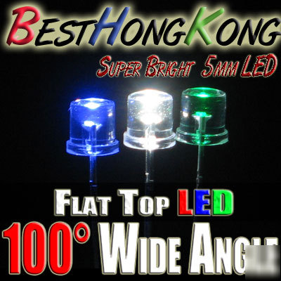 White led set of 50 super bright 5MM wide 100 deg f/r