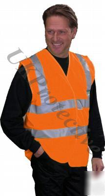 Hi-vis single bands orange waistcoat - size large