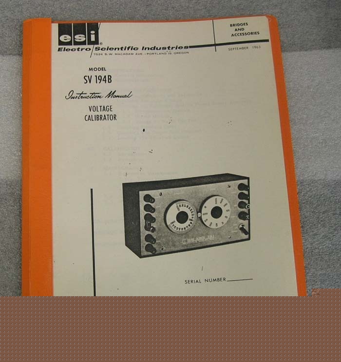 Esi model SV194B voltage calibrator manual