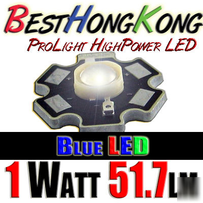 High power led set of 1000 prolight 1W blue 51.7 lumen