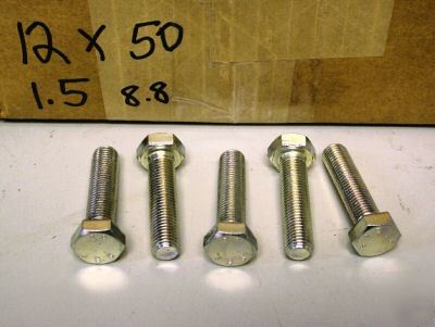 M12 - 1.5 x 50 mm metric bolts grade 8.8, qty (5)
