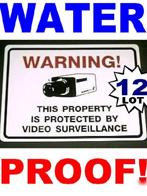 Security spy surveillance system warning sticker 12 lot