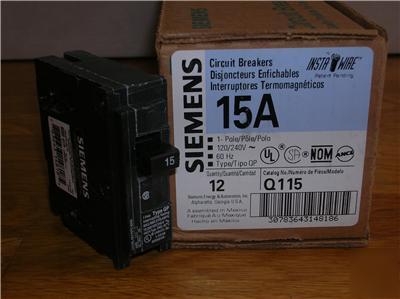 Siemens Q115 1 pole 120 240 vac 15 amp circuit breaker