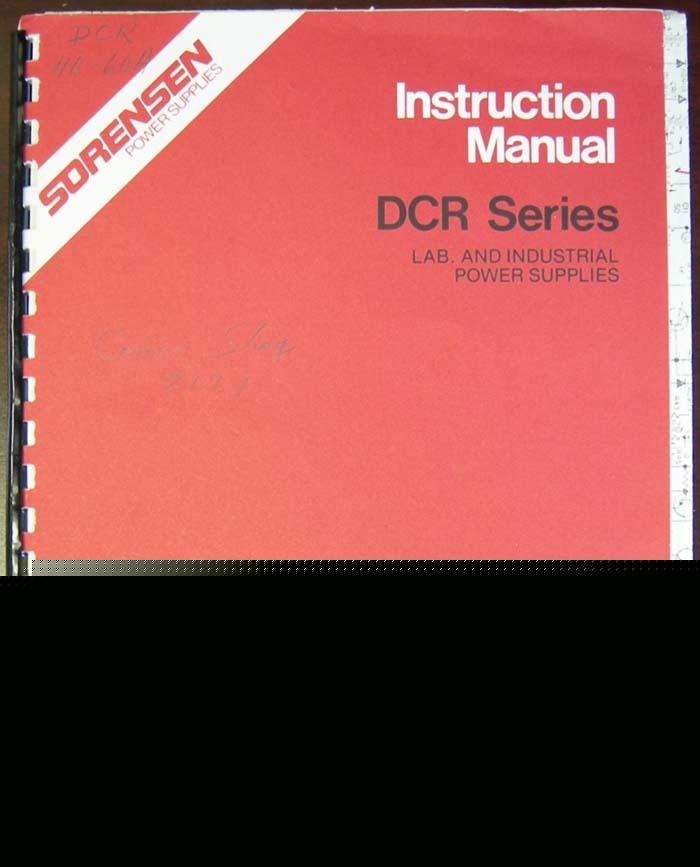 Sorensen dcra series power supplies instruction manaul