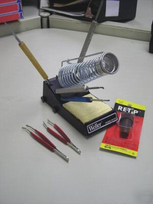 Soldering tool set with iron holder by weller