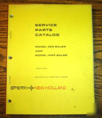 New holland 425 1425 baler parts catalog manual nh book