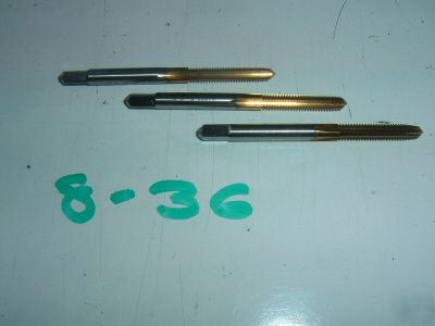 New 8-36 3 vermont plug taps tin 4 flute hs usa