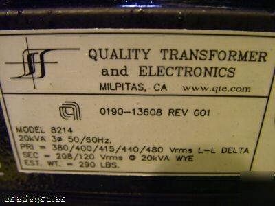 Quality transformers & electronics 20KVA transformer