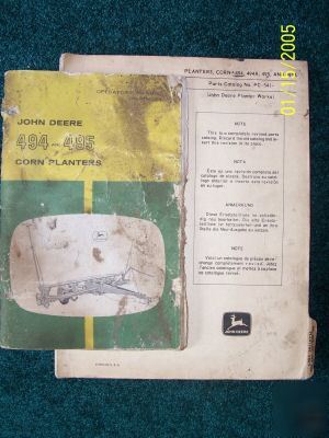 John deere corn planter 494 495 operator parts manual
