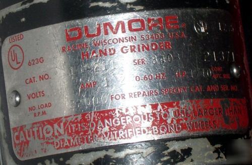 Dumore hand die grinder #10-211 110V 22000RPM w/wheels