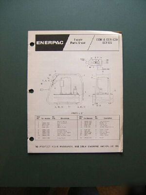 Enerpac eem/eer 600 series pump repair parts booklet