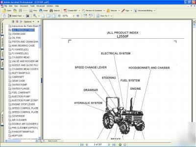 Kubota L2550F 2X 4 tractor parts manual