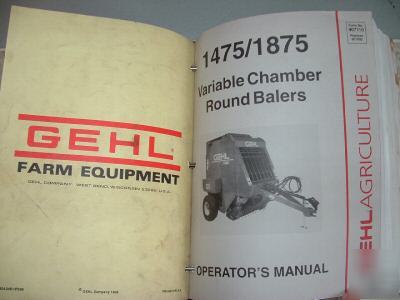 Operator's/parts manuals, gehl implements