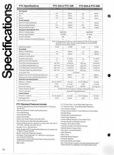 Brown & sharpe ptc-60 cnc automatic screw machine 2-3/8