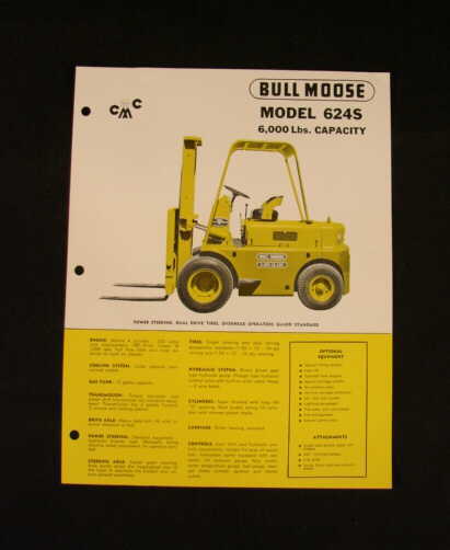 Bull moose 624S fork lift truck BROCHURE1960's rare