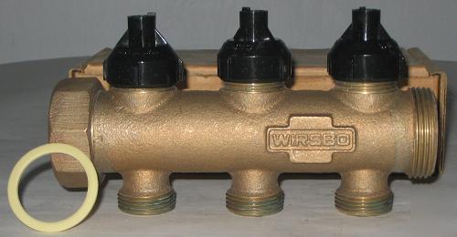 Wirsbo A2533220 3 loop radiant heat supply manifold