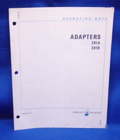 Hp 281A 281B adapaters operating note
