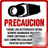 100 spanish cctv security surveillance camera decal lot