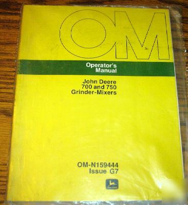 John deere 700 & 750 grinder mixer operator's manual jd