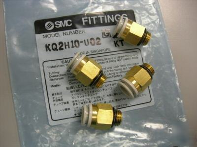 New lot of 4 smc fittings KQ2H10-U02 10MM x 1/2