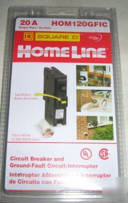 New square d #HOM120GFIC 20A sp gfic circular breaker