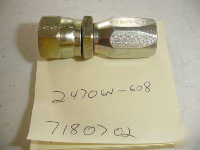 Qty 1 ** weatherhead # 24706N-608 fitting for # 6 hose