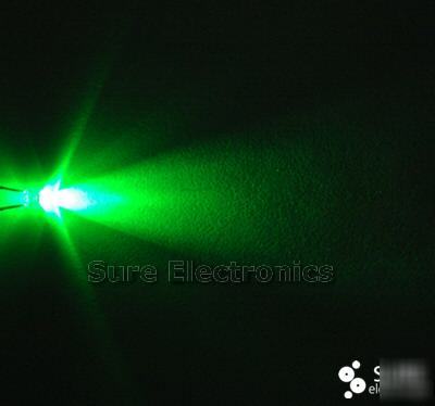  100 pcs 3MM green led 8000MCD & free resistor