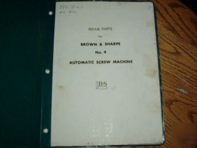 Brown & sharpe #4 automatic screw machine parts manual