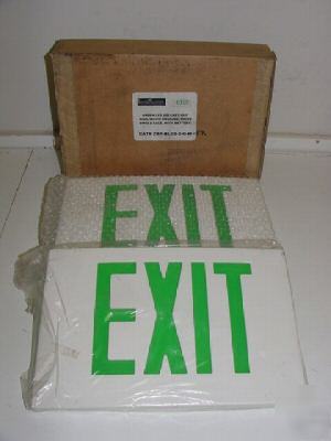 New highlites cast aluminum green led exit sign battery 