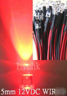 20P 12V dc pre wired 5MM 18,000MCD red led custom car