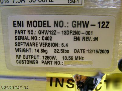 New eni genesis ghw-12Z rf generator 1250W 