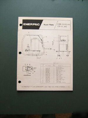 Enerpac eem-421,431,441 eer-431,441 repair parts manual