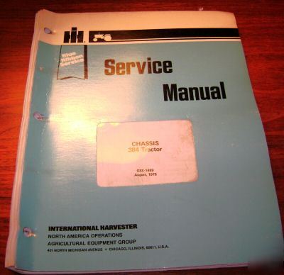 Ih 384 tractor blue ribbon service manual book ihc