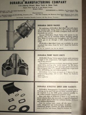 Durabla mfg. co. catalog ad page asbestos