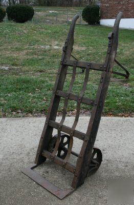 Vintage heavy duty old hand truck dolly welding cart