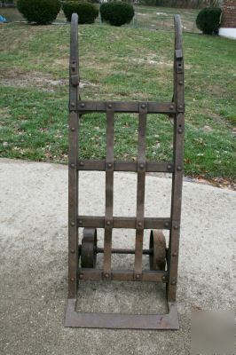 Vintage heavy duty old hand truck dolly welding cart